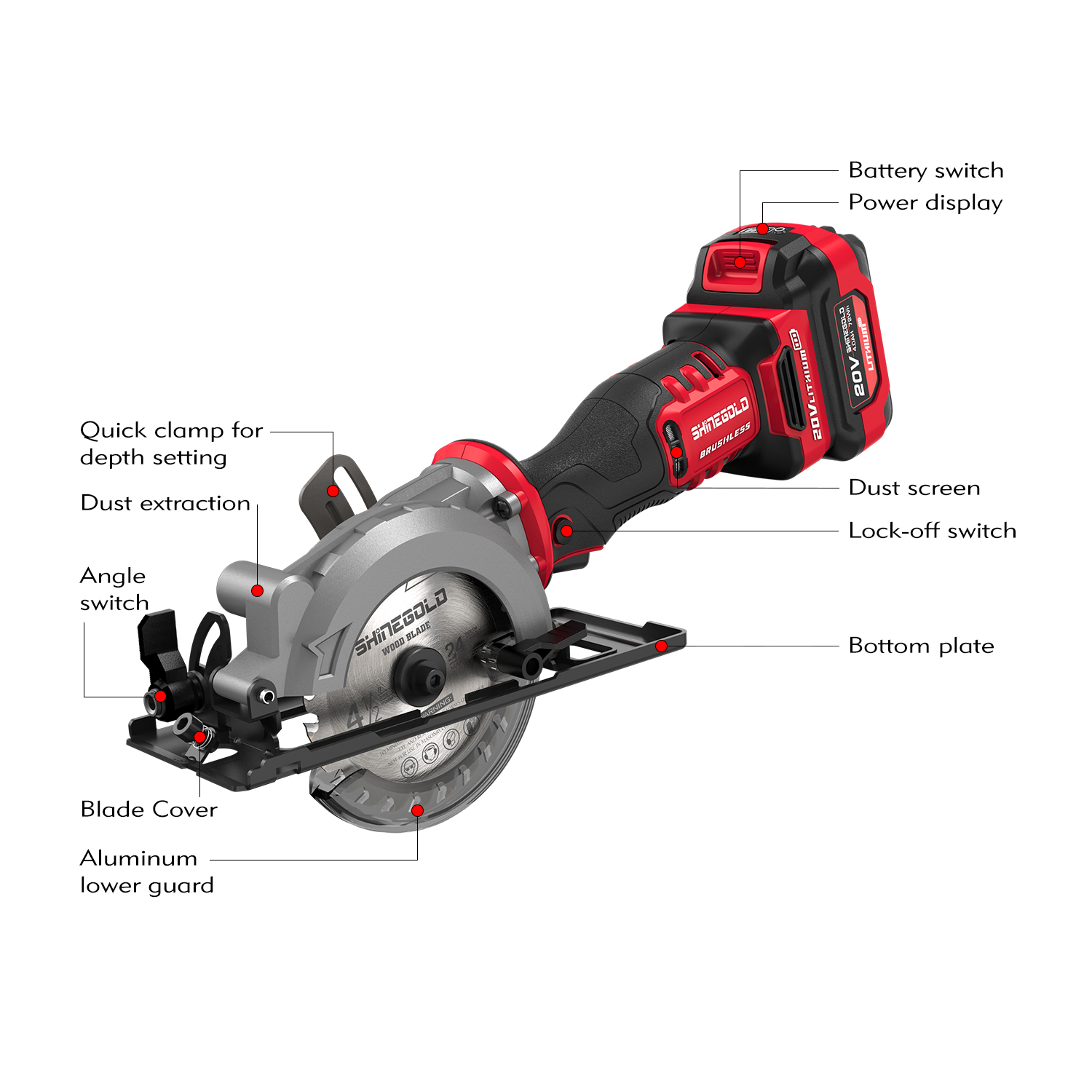 Venta directa de fábrica Mejor precio 20V Motor trasero sin escobillas Mini sierra circular