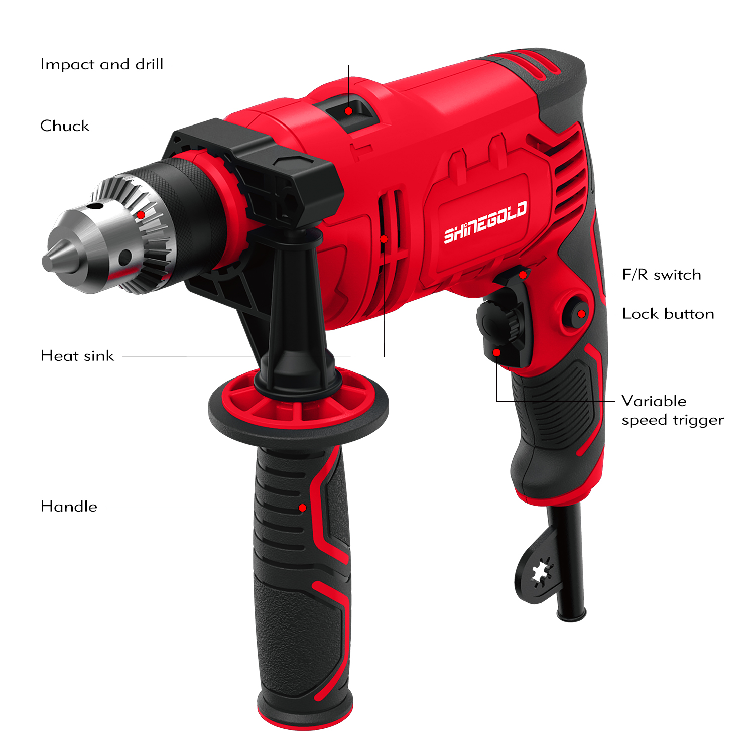 Máquina de taladro de impacto eléctrico portátil de 13 mm de herramientas eléctricas de 650 W de venta directa de fábrica