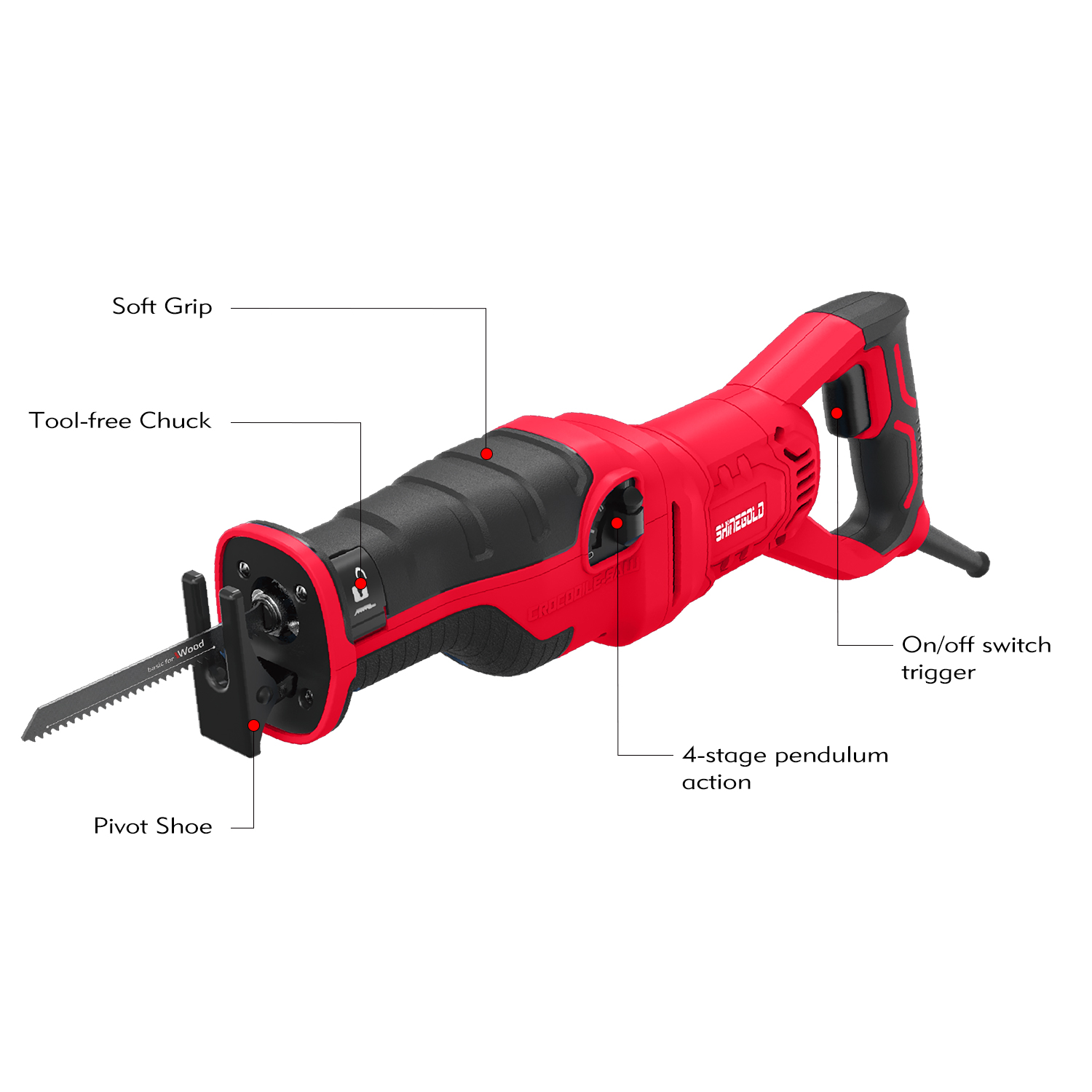 Máquina de herramienta eléctrica de sierra recíproca profesional de 1200 W con velocidad variable