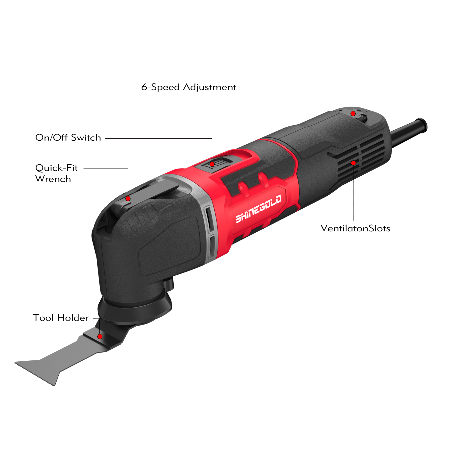 Multiherramienta oscilante eléctrica de 350 W con herramienta eléctrica multifuncional de ángulo de 4 grados