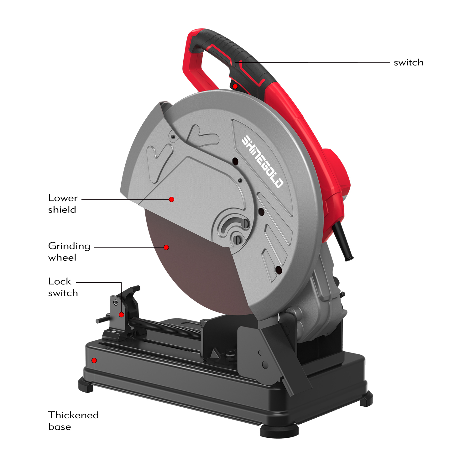 Shinegold Industrial Metal Cutting 2600W Sierra de corte Sierra de corte de metal