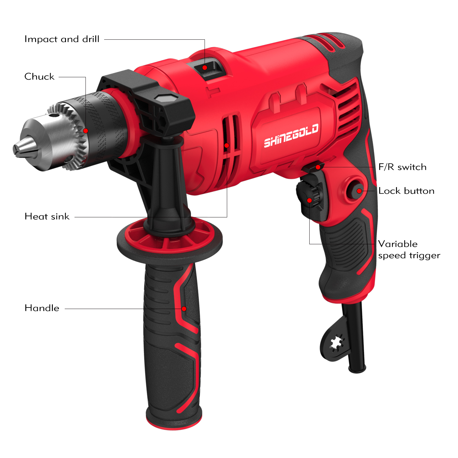 Herramientas eléctricas Taladro de impacto eléctrico de 750 W y 13 mm