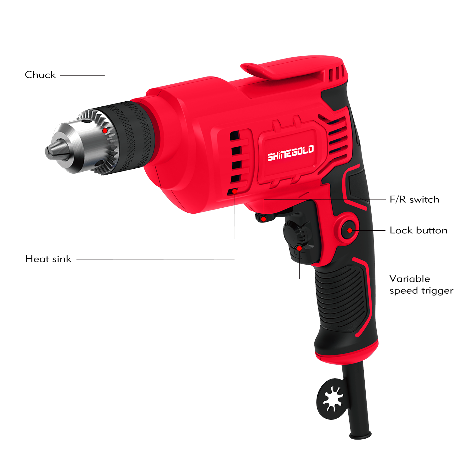 Taladro manual eléctrico de 10 mm y 450 W de Power Tools Factory