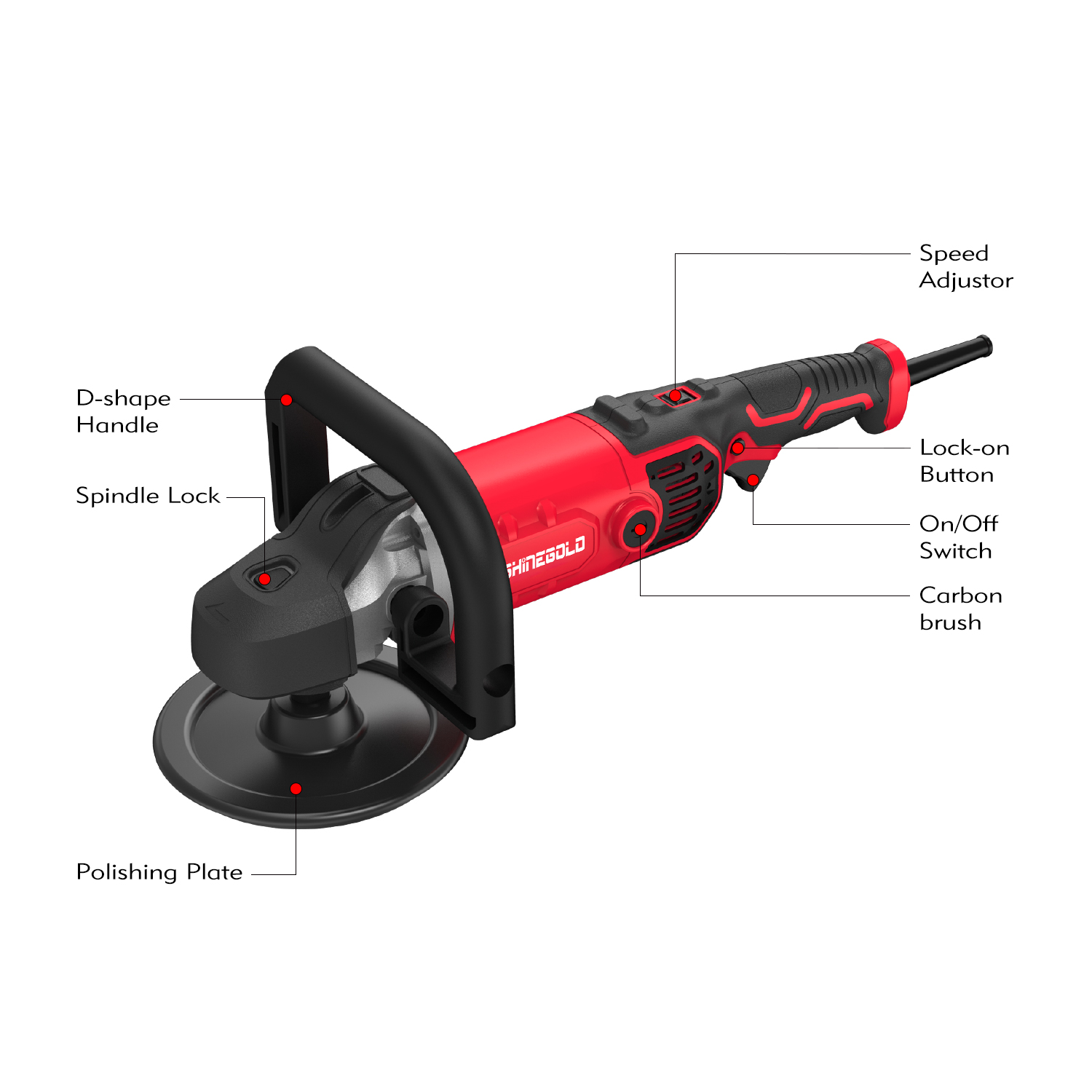 Pulidora eléctrica de coche de velocidad variable de 1400 W con velocidad máxima de 3500 RPM