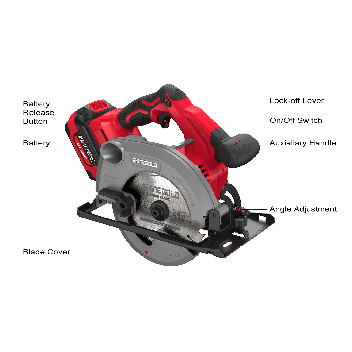 Sierra circular inalámbrica profesional sin escobillas de 20 V con interruptor de bloqueo