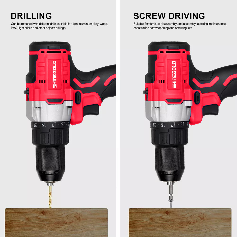 Taladro eléctrico de doble velocidad Herramientas inalámbricas y sin escobillas de doble velocidad de 20V